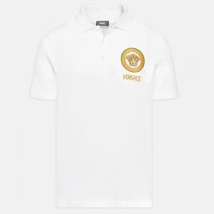Versace Men Gold Medusa cotton polo shirt NWT
